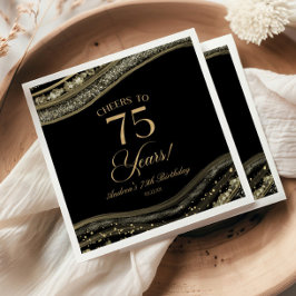黒エレガント金ゴールドアゲート75th誕生日パーティー スタンダードカクテルナプキン