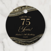 黒エレガント金ゴールドアゲート75th誕生日パーティー フェイバータグ (正面)
