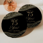 黒エレガント金ゴールドアゲート75th誕生日パーティー ペーパープレート