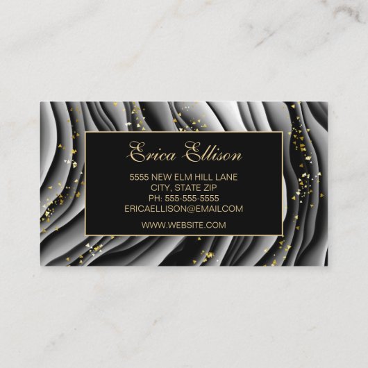 黒エレガント金ゴールドアルコールインクウェディングプランナー 名刺 (裏面)