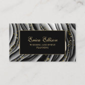 黒エレガント金ゴールドアルコールインクウェディングプランナー 名刺 (正面)