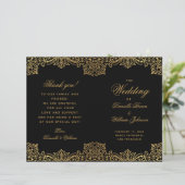 黒エレガント金ゴールドアンティーク折り畳み結婚式 プログラム (スタンド正面)