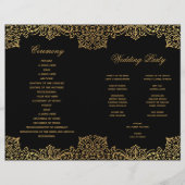 黒エレガント金ゴールドアンティーク折り畳み結婚式 プログラム (裏面)