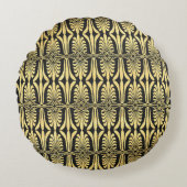 黒エレガント金ゴールドアートデコラウンド装飾用クッション ラウンドクッション (正面)