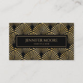黒エレガント金ゴールドアールデコパタカスタムーン 名刺 (正面)