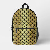 黒エレガント金ゴールドアールデコヴィンテージファンパターン プリントバックパック (正面)