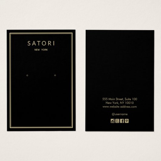 黒エレガント金ゴールドア縁どーリングジュエリー表示 (正面&裏面)