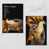 黒エレガント金ゴールドイエローピーコックファッションジュエル 名刺 (正面/裏面)