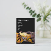 黒エレガント金ゴールドイエローピーコックファッションジュエル 名刺 (スタンド正面)