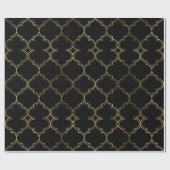 黒エレガント金ゴールドイスラムアートパターンスタイル ラッピングペーパー (フラット)