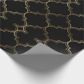 黒エレガント金ゴールドイスラムアートパターンスタイル ラッピングペーパー (角)
