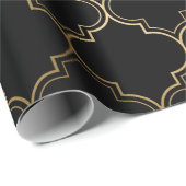 黒エレガント金ゴールドイスラムアートパターンスタイル ラッピングペーパー (ロールコーナー)
