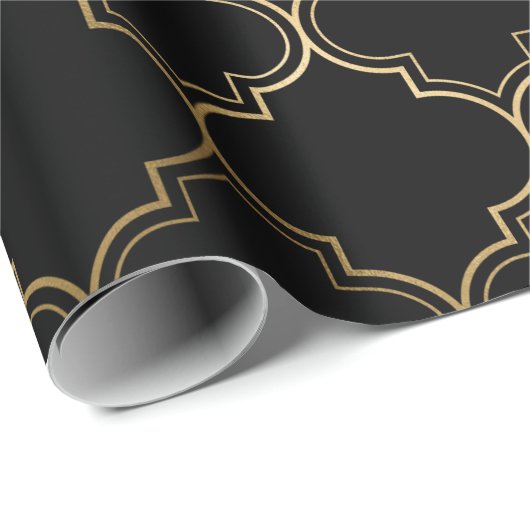 黒エレガント金ゴールドイスラムアートパターンスタイル ラッピングペーパー (ロールコーナー)