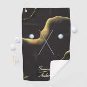 黒エレガント金ゴールドインクアルコールギフトファブ ゴルフタオル (インサイチュ)