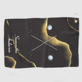 黒エレガント金ゴールドインクアルコールギフトファブ ゴルフタオル (横)