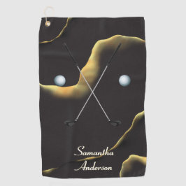 黒エレガント金ゴールドインクアルコールギフトファブ ゴルフタオル