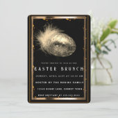 黒エレガント金ゴールドイースターエッグ招待状 招待状 (スタンド正面)
