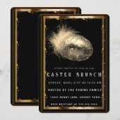 黒エレガント金ゴールドイースターエッグ招待状 招待状 (正面/裏面)