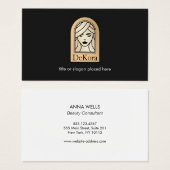 黒エレガント金ゴールドウーマン顔美しいサロンスパ (正面&裏面)