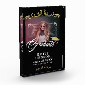 黒エレガント金ゴールドオーナメント卒業 フォトブロック (左)