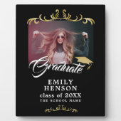 黒エレガント金ゴールドオーナメント大学院卒業写真 フォトプラーク (正面)
