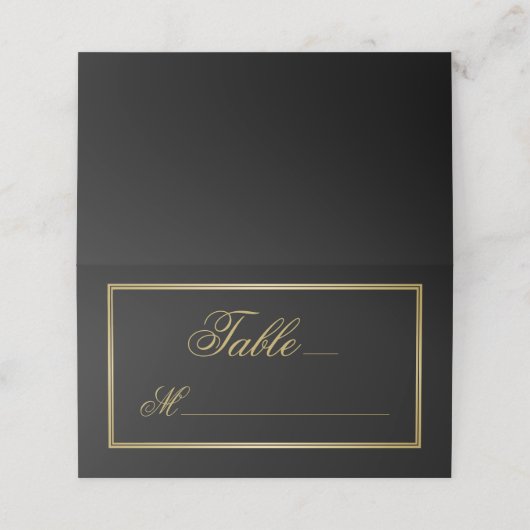 黒エレガント金ゴールドカリトラ結婚フィ プレイスカード (外部開封)