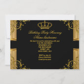 黒エレガント金ゴールドクラウンフローラ誕生日パーティー3 招待状 (裏面)