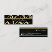 黒エレガント金ゴールドクラシックインサート卒業2022 コーリングカード (正面/裏面)