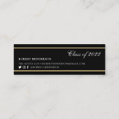 黒エレガント金ゴールドクラシックインサート卒業2022 コーリングカード (裏面)