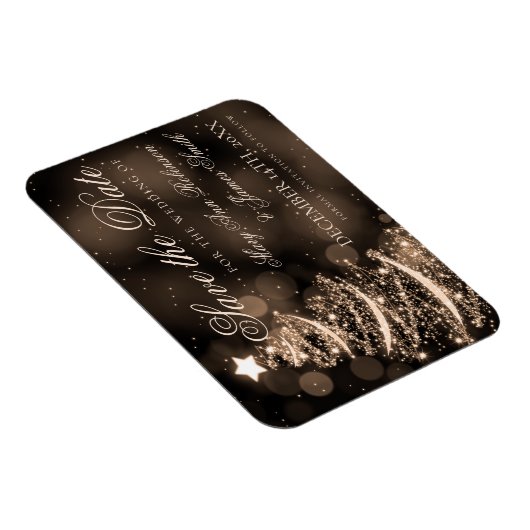 黒エレガント金ゴールドクリスマスウェディング日付を保存 マグネット (右側)