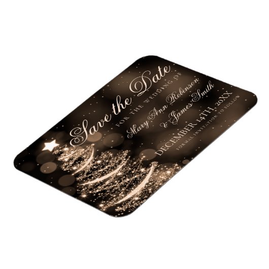 黒エレガント金ゴールドクリスマスウェディング日付を保存 マグネット (左側)