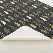 黒エレガント金ゴールドクリスマスツリーの森のパターン シェルパブランケット (3/4)