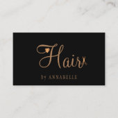 黒エレガント金ゴールドグラム毛立てヘアサロン 予約カード (正面)