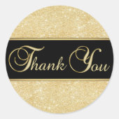 黒エレガント金ゴールドグリッターありがとう ラウンドシール (正面)