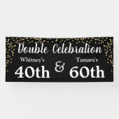 黒エレガント金ゴールドグリッター共同大人誕生日 横断幕 (横)