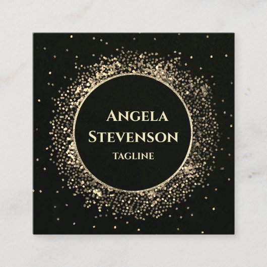 黒エレガント金ゴールドグリッター名刺 スクエア名刺 (正面)