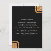 黒エレガント金ゴールドグリッター大学院写真卒業 案内状 (裏面)