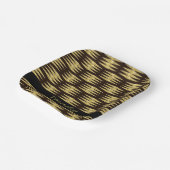 黒エレガント金ゴールドグリッター幾何学的パターン ペーパープレート (傾斜あり)