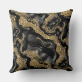 黒エレガント金ゴールドグリッター瑪瑙パターン クッション (裏面)