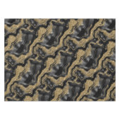 黒エレガント金ゴールドグリッター瑪瑙パターン テーブルクロス (正面(横))