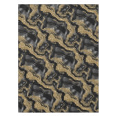 黒エレガント金ゴールドグリッター瑪瑙パターン テーブルクロス (正面)