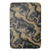 黒エレガント金ゴールドグリッター瑪瑙パターン バスマット (正面縦)