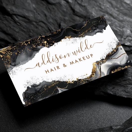 黒エレガント金ゴールドグリッター瑪瑙 名刺
