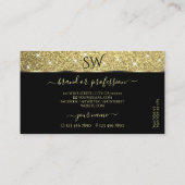 黒エレガント金ゴールドグリッター発光スターズモノグラム 名刺 (裏面)