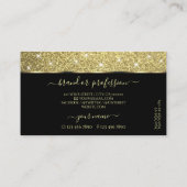 黒エレガント金ゴールドグリッター発光星ファンシー 名刺 (裏面)