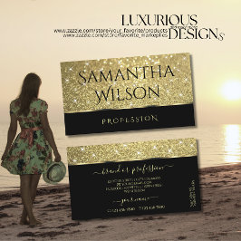 黒エレガント金ゴールドグリッター発光星ファンシー 名刺