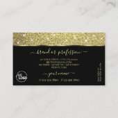 黒エレガント金ゴールドグリッター発光星ロゴを追加 名刺 (裏面)