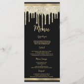黒エレガント金ゴールドグリッター結婚のメニュー プログラム (正面)