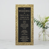 黒エレガント金ゴールドグリッター結婚式 プログラム (スタンド正面)