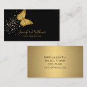 黒エレガント金ゴールドグリッター蝶 名刺 (正面/裏面)